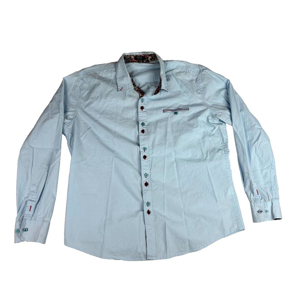 COOFANDY Mens Long Sleeve Button Down‎ Casual Blue Dress Shirt Flip Cuff Large